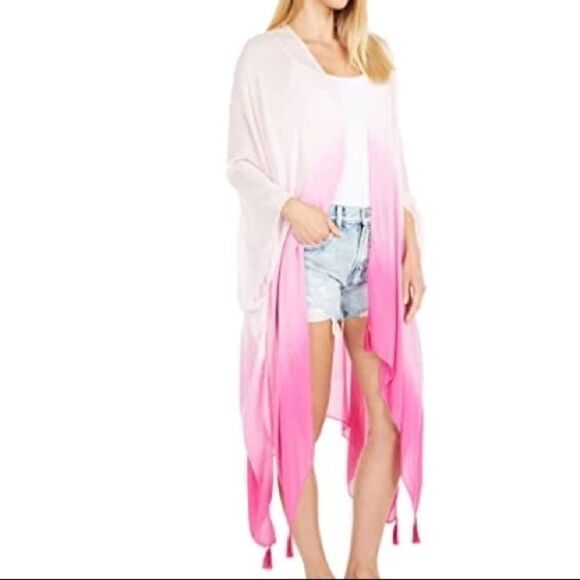 Rebecca Minkoff Accessories - Rebecca Minkoff Wild Pink Dip Dye Ruana Wrap Cover Up
